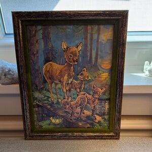Vintage Deer Family Framed Art